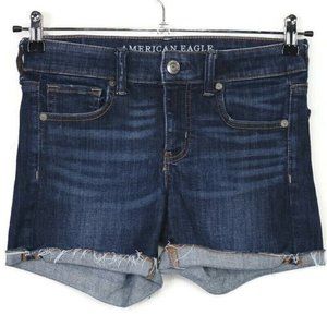American Eagle Midi Next Level Stretch X Cut Off Jean Shorts 4‎